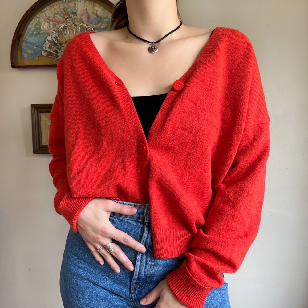 cozy orange cardigan
